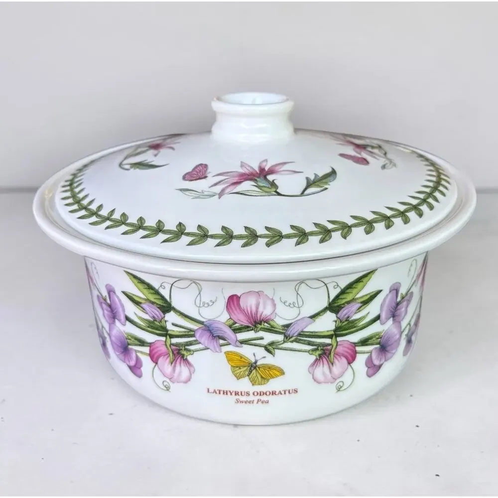 Portmeirion Botanic Garden Covered Casserole Dish 1.7L 3pt w Lid Butterfly